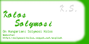 kolos solymosi business card